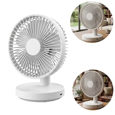 FENY FN-F75 180 Derece Ultra Sessiz 3 Kademeli Şarjlı Mini Masaüstü Beyaz Fan Vantilatör