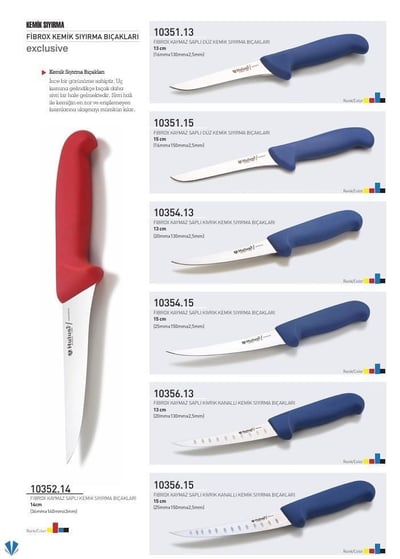 Fibrox Kaymaz Saplı Düz Kasap Kemik Sıyırma Bıçağı 13 cm Hulusi - Drita Bıçak 16mm X 130mm X 2.5mm 10351.13 (TURUNCU RENK)