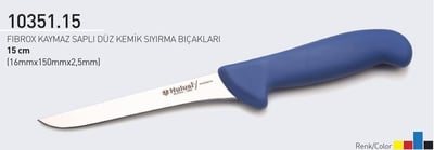 Fibrox Kaymaz Saplı Düz Kasap Kemik Sıyırma Bıçağı 15 cm Hulusi - Drita Bıçak 16mm X 150mm X 2.5mm 10351.15 (TURUNCU RENK)