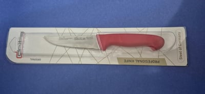 Fibrox Kaymaz Saplı Kasap Bıçağı 12 cm No.0 Hulusi - Drita Bıçak 30mm X 120mm X 2.5mm 10151.12 (KIRMIZI RENK)