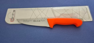 Fibrox Kaymaz Saplı Kasap Bıçağı 14 cm No.1 Hulusi - Drita Bıçak 36mm X 140mm X 3mm 10151.14 (TURUNCU RENK)