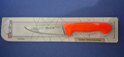 Fibrox Kaymaz Saplı Kasap Bıçağı 14 cm No.1 Hulusi - Drita Bıçak 36mm X 140mm X 3mm 10151.14 (TURUNCU RENK)