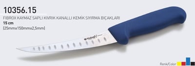 Fibrox Kaymaz Saplı Kıvrık Kanallı Kasap Kemik Sıyırma Bıçağı 15 cm Hulusi Bıçak 25mm X 150mm X 2.5mm 10356.15