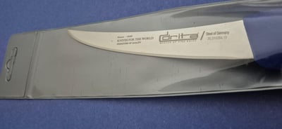 Fibrox Kaymaz Saplı Kıvrık Kasap Kemik Sıyırma Bıçağı 15 cm Hulusi - Drita Bıçak 25mm X 150mm X 2.5mm 10354.15 (MAVİ RENK)