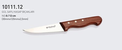 Gül Saplı Kasap Bıçağı 12 cm No.0 Hulusi Bıçak 30mm X 120mm X 2.5mm 10111.12