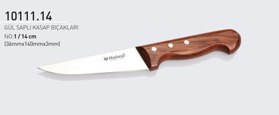 Gül Saplı Kasap Bıçağı 14 cm No.1 Hulusi Bıçak 36mm X 140mm X 3mm 10111.14