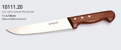 Gül Saplı Kasap Bıçağı 20 cm No.4 Hulusi Bıçak 40mm X 200mm X 3mm 10111.20