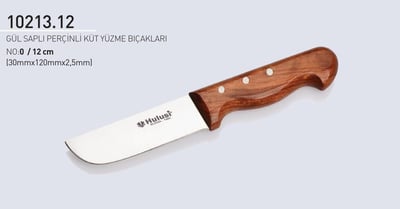 Gül Saplı Perçinli Küt Burunlu Kasap Yüzme Bıçağı 12 cm No.0 Hulusi Bıçak 30mm X 120mm X 2.5mm 10213.12