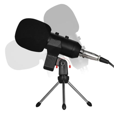 Haiki HK-100 3.5Mm Masaüstü Kondenser Stüdyo Podcast Yayıncı Mikrofonu 3 Metre Kablolu
