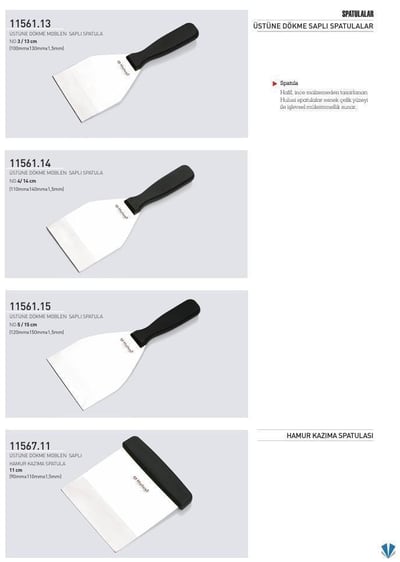 Hamur Kazıma Spatulası Hulusi Bıçak Unlu Mamüller Üstüne Dökme Moblen Saplı 11 cm 90mm X 110mm X 1.5mm 11567.11