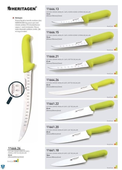 Kanallı Biftek Bıçağı 26 cm Heritagen Üstüne Dökme Moblen Saplı 25mm X 260mm X 2.5mm 11666.26