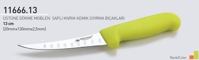 Kemik Sıyırma Bıçağı 13 cm Heritagen Üstüne Dökme Moblen Saplı Kıvrık 20mm X 130mm X 2.5mm 11666.13