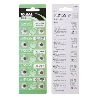 Komax AG-0 Alkalin LR521/379 Düğme Pil 10'lu Paket