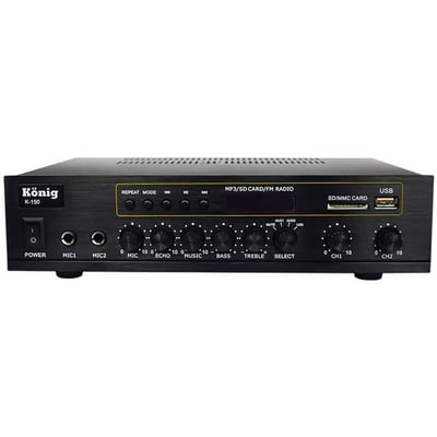 König K-150 - 2X80 Watt Usb/Bluetooth/2 Mikrofon Girişli Trafosuz Anfi