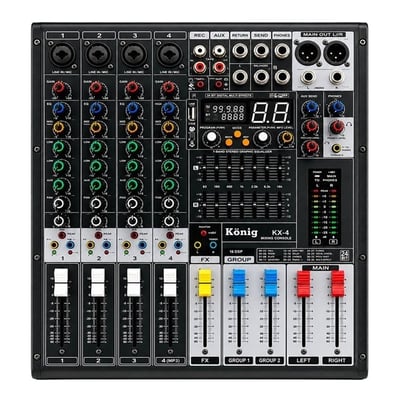 König KX-4 4 Kanal 2 Aux Giriş USB - MP3 - BT 99 DSP 2X7 Band EQ Deck Mikser