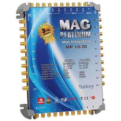 MAG Platinum MP 10/20 Multiswitch - 10 Giriş 20 Çıkışlı Merkezi Uydu Santrali Hybrid 4K ve 3D Destekli