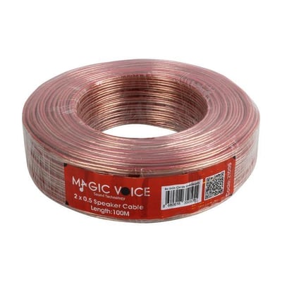 Magicvoice 2x0.50 Şeffaf Kırmızı Çizgili 100 Metre Hoparlör Kablosu