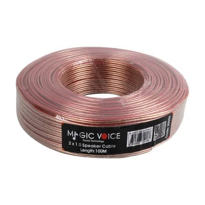 Magicvoice 2x1.00 Şeffaf Kırmızı Çizgili 100 Metre Hoparlör Kablosu