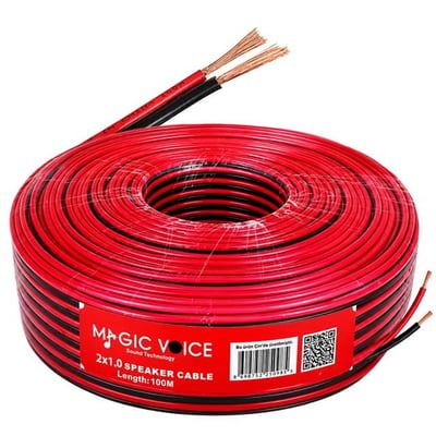 Magicvoice MV-29552 2x1.00mm Siyah Kırmızı 100 Metre CCA Hoparlör Ses Kablosu