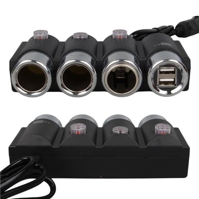 Olesson 1508 12-24V Çift USB Girişli 120W 80cm Kablolu 3lü Araç Çakmak Çoklayıcı