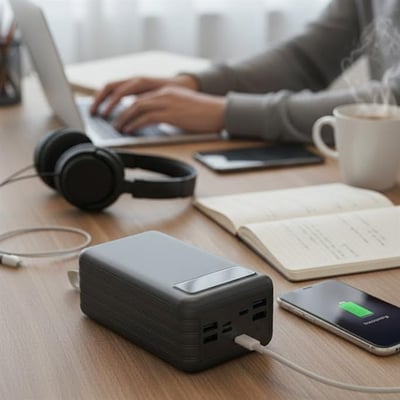 Powerway TX80 80.000mAh Kablolu Dijital Göstergeli Gerçek Fener Işıklı Kamp Siyah Powerbank