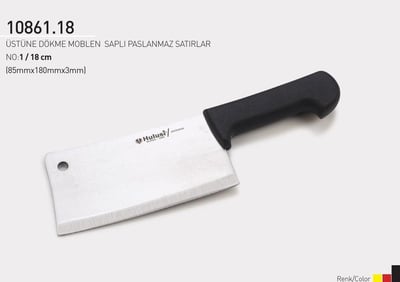 Paslanmaz Satır 18 cm No.1 Hulusi Bıçak Üstüne Dökme Moblen Saplı 85mm X 180mm X 3mm 10861.18