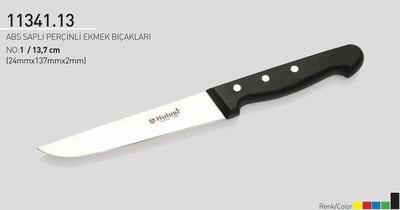 Perçinli Ekmek Bıçağı 13.7 cm No.1 Hulusi Bıçak ABS Saplı 24mm X 137mm X 2mm 11341.13