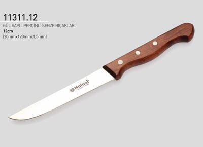Perçinli Sebze Bıçağı 12 cm Hulusi Bıçak Gül Saplı 20mm X 120mm X 1.5mm 11311.12