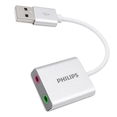 Philips SWR1656Y/93 USB Harici Stereo Ses Kartı Dönüştürücü Adaptör 3.5mm Mikrofon Hoparlör Çıkışlı