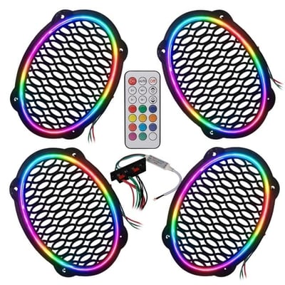 Poke PK-5653 4 Adet Oval Oto Hoparlör Kapağı Kumandalı Pixel Ledli RGB Animasyonlu Kapak