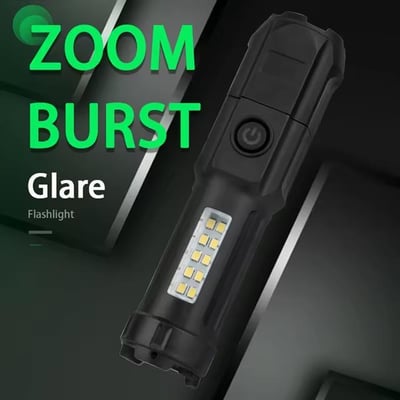 PowerMaster 109-B Zoomlu Flash Özellikli SMD ve Power LED’li Şarjlı Plastik Kasa El Feneri (Powerbank Özellikli)