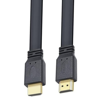 PowerMaster HK-25508 Düz Siyah 1.5 Metre Flat Yassı Gold Uçlu 19 Pin HDMI Kablo