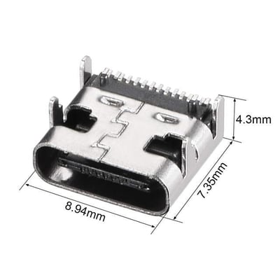PowerMaster IC-266B-4 Type-C Dişi Şase Konnektör - USB 3.1 16 Pin Hızlı Şarj Destekli Soketi