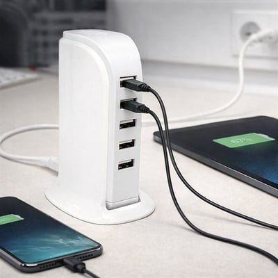 PowerMaster PM-11061 Multiplexer 5 Portlu 20W USB Şarj İstasyonu