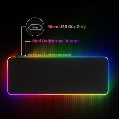 PowerMaster PM-25114 XL RGB Gaming Mouse Pad 14 Modlu