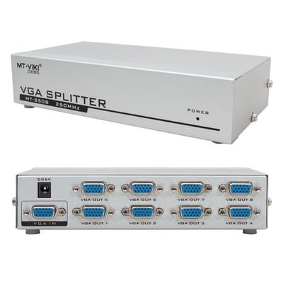Powermaster VGA-2508A 250 MHz 8 Port 1920x1440 Destekli VGA Video Splitter Dağıtıcı 9 V Adaptörlü
