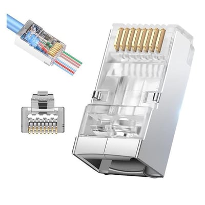 PowerMaster PM-25748 EZ Plug Yeni Nesil 8 Pin Açık Uçlu RJ45 Soket 8P/8C (100’lük Paket)