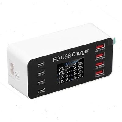 PowerMaster PM-26056 8 Port USB+PD Şarj İstasyonu (4 USB+ 4 PD)
