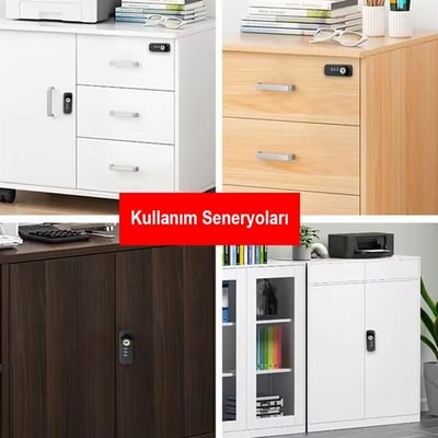 PowerMaster PM-26726 3 Haneli Şifreli Ve Anahtarlı Mekanik Siyah Çekmece Dolap Kilidi (Sağ)