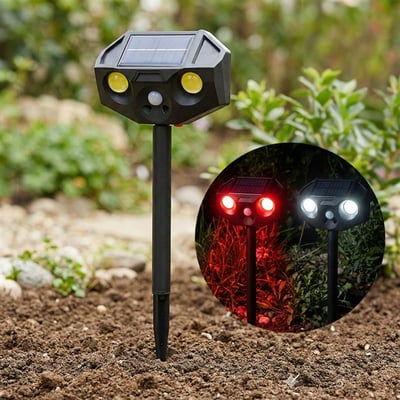 PowerMaster PM-29074 Beyaz ve Kırmızı Renkli Hareket Sensörlü Solar Bahçe Aydınlatması