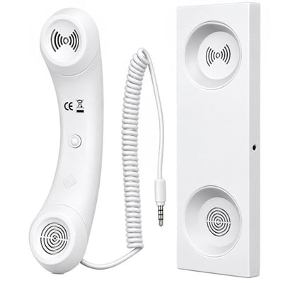 PowerMaster PM-39122 Retro-Nostaljik 3.5mm Girişli Beyaz Telefon Ahizesi