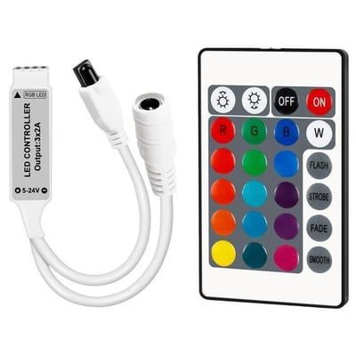 Powermaster PM-4615 5-12-24 Volt 3x2 Amper Mini 24 Tuşlu Led RGB Kontrol Cihazı