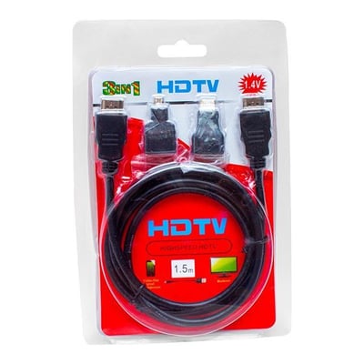 Powermaster PM-6285 Plastik 1.5 Metre  Siyah 3in1 Set HDMI Kablo  (HDMI+Micro HDMI+Mini HDMI)