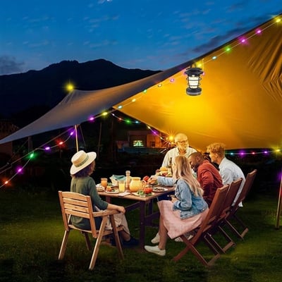 Powermaster HOP-8819 Solar Güneş Panelli Sensörlü Kamp Lambası (Filament + SMD + RGB Şerit)