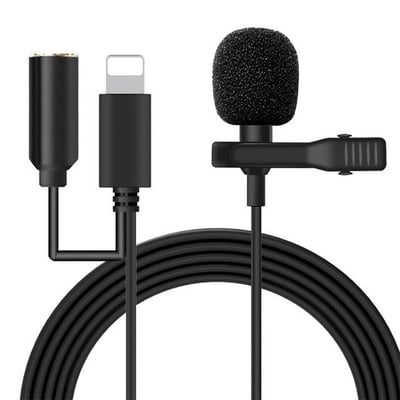 Powermaster JH-041-A Cep Telefonu için Ligthning Girişli Youtuber Yaka Mikrofonu