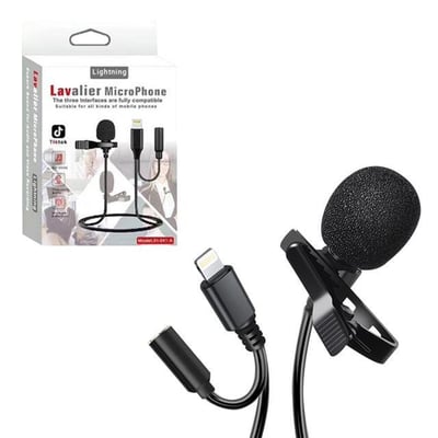 Powermaster JH-041-A Cep Telefonu için Ligthning Girişli Youtuber Yaka Mikrofonu