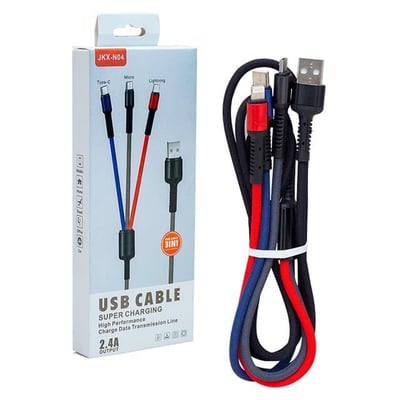 Powermaster JKX-44 Usb To Micro Usb Type-C Lightning 3lü 2.4 Amper Şarj Kablosu