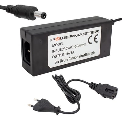 Powermaster PM-14311 16 Volt - 3 Amper 5.5*2.5 Mm Uçlu Plastik Kasa Santral Adaptörü (Masaüstü)