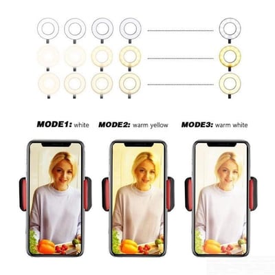 Powermaster PM-2577 Masa Sabitlemeli 3000K-5000K-6500K Selfie Işıklı Telefon Tutacağı Akrobat 2in1