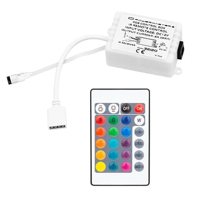 PowerMaster PM-32120 24-Tuşlu IR Kumandalı RGB Şerit LED Kontrol Devresi 12 Volt - MAX 6 Amper